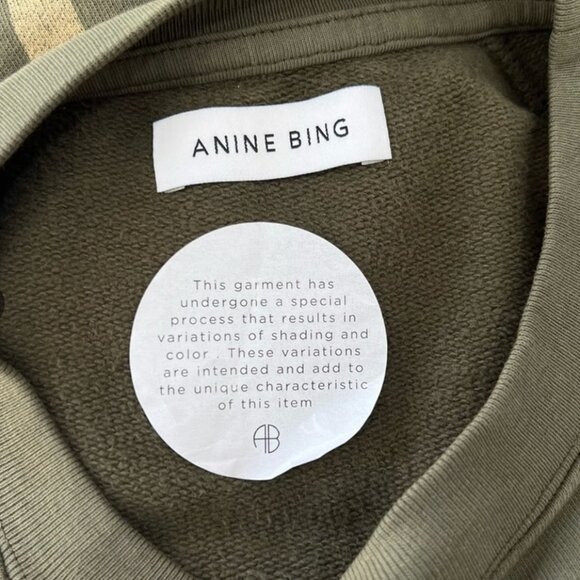 EXCELLENT CONDITION Anine Bing Archer Army Green Graphic Cotton Sweatshirt Sz: M - Picture 4 of 10